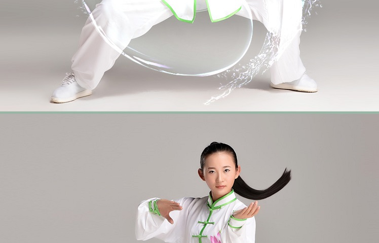 Tai Chi Clothing Set Casual Style White Lotus